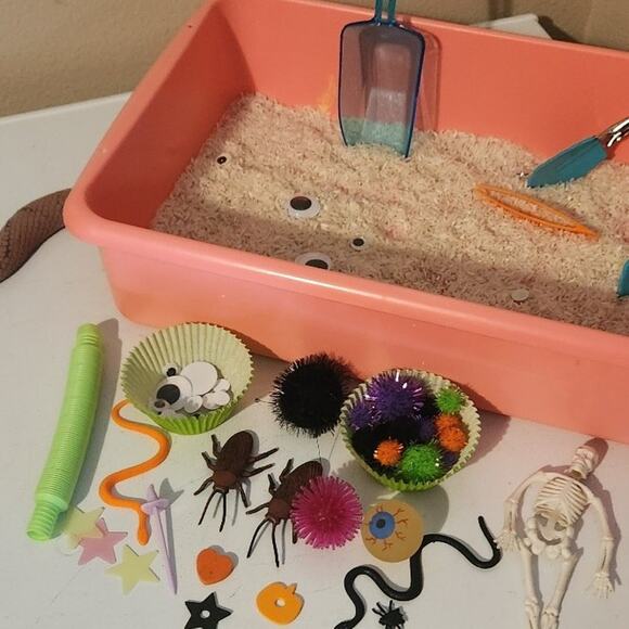 Halloween themed sensory bin add ins skeleton learning play homeschool school - Picture 8 of 12